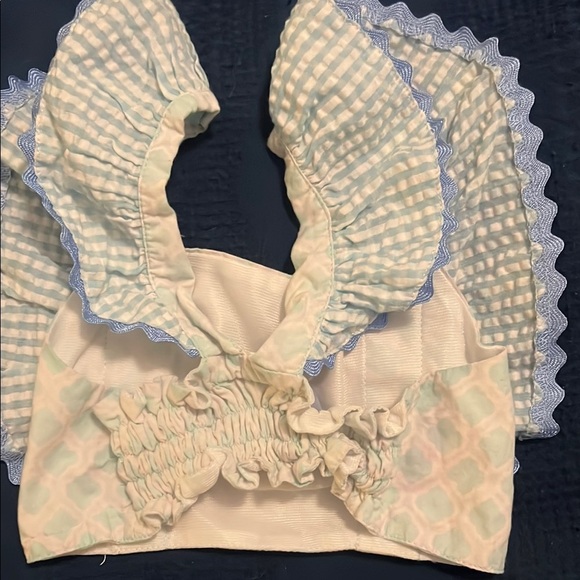 Ruffled Girls Two-Piece Swimsuit in Yellow and Blue - Picture 6 of 9